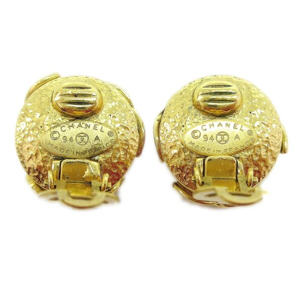 Chanel Triple CC Artificial Pearl Button Earrings Clip-On Gold 94A 70221 - Picture 2 of 4